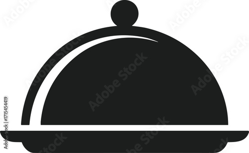 New Year Cloche Silhouette Vector - Festive Serving Dish Celebration Illustration