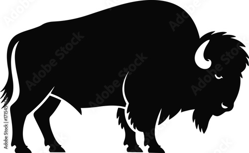 Black bison silhouette buffalo animal