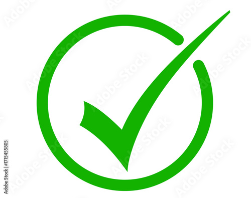 Green check mark inside a circle isolated on transparent background