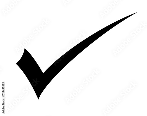 Black check mark isolated on transparent background