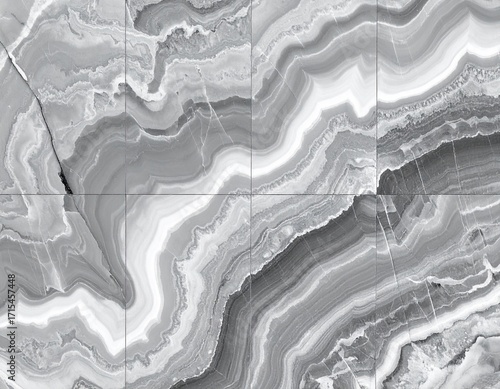 Gray marble-patterned tiles.  Abstract design with flowing, wavy lines in grayscale, creating a repeating tile effect