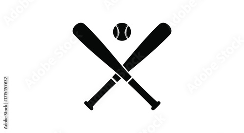 Baseball equipment illustration featuring a ball and crossed bats design