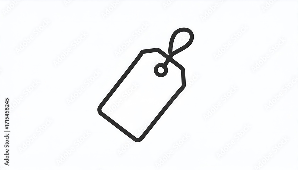 Fototapeta premium A simple, outlined illustration of a price tag is presented against a plain white background.