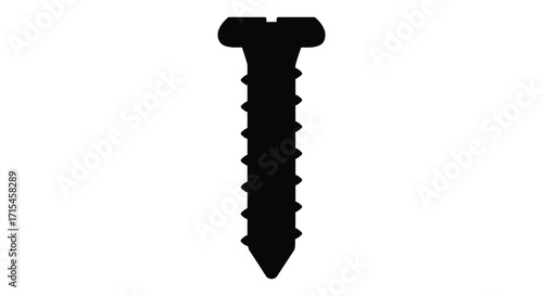 A simple black silhouette illustration of a common wood screw design