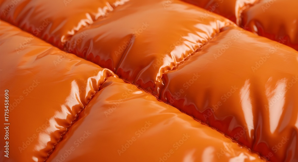 Fototapeta premium Close-up of a glossy orange quilted fabric texture