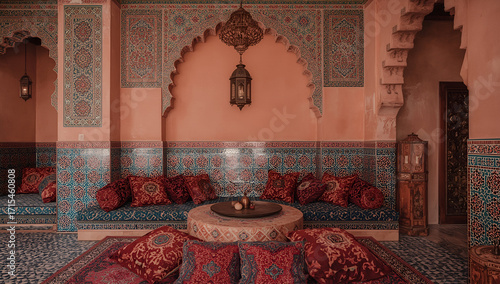 Decorative moroccan lounge marrakech interior design vibrant cozy atmosphere cultural essence