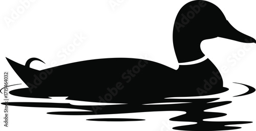 Black duck silhouette on water bird