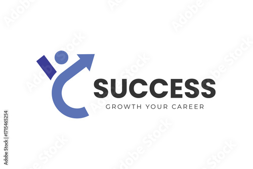 People Success with Arrow Logo Design with Abstract Human for Career and Business Coaching Brand Identity