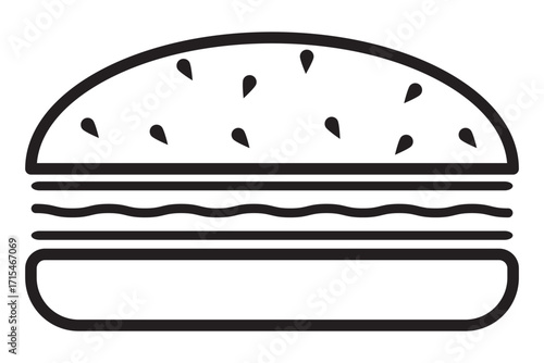 Burger and hamburger icon. Fast food vector icon. Burger icon with sesame seeds bun hamburger food. 