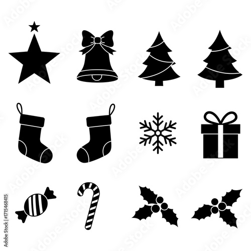 Christmas Celebration Festive Vector Icons for Holiday Season Greetings & Graphic Design