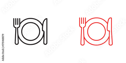 Minimalist Plate with Fork and Knife Vector Illustration for Restaurant and Food Design