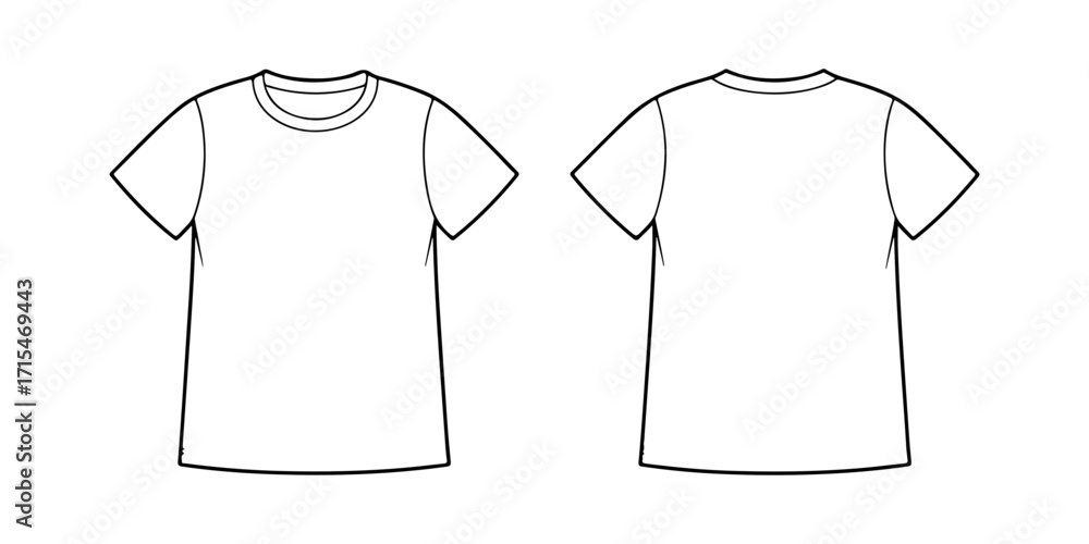 Naklejka premium Blank T-Shirt Template Front and Back View for Apparel Design and Mockup Presentation
