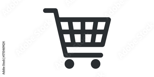 Shopping Cart Icon Representing E-commerce, Retail, and Online Purchasing in Simple Style
