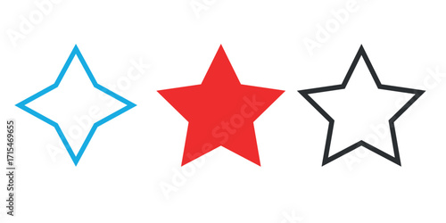 Assorted Star Shape Outline Collection for Graphic Design and Creative Projects
