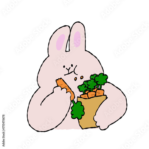 人参を貪るうさぎのイラスト