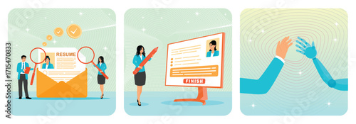 Review candidate resume. Online questionnaire survey. Working together with Artificial Intelligence