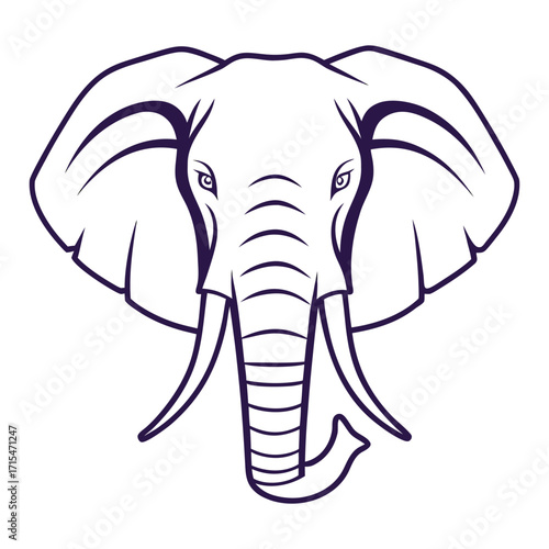 Elephant Head Outline Illustration for Wildlife Conservation and Endangered Species Awareness with Strong, Clean Lines and Gentle Expression