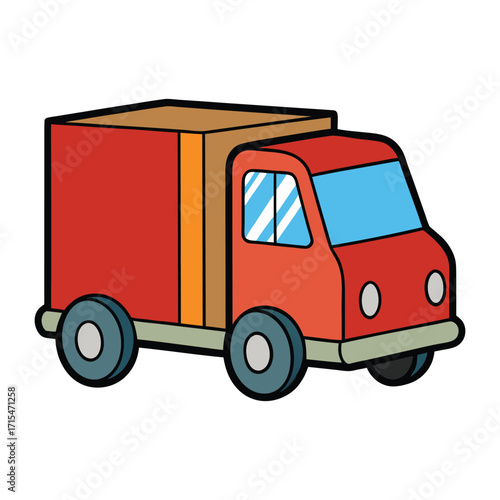 A delivery truck designed for transporting goods, featuring a spacious cargo area and sturdy build, ensuring safe and efficient shipment from warehouses to destinations.
