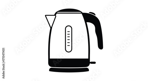 Simple black and white illustration of a classic electric kettle design