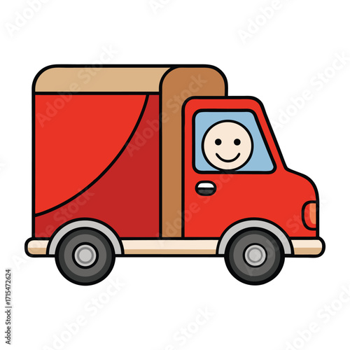 A delivery truck designed for transporting goods, featuring a spacious cargo area and sturdy build, ensuring safe and efficient shipment from warehouses to destinations.
