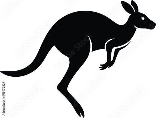 Black kangaroo in motion vector silhouette marsupial