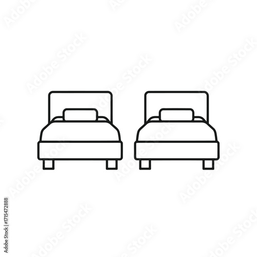 Vector art of two beds side by side