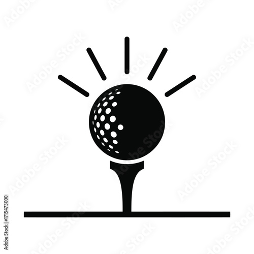 Vector art of golf ball on a tee with radiating lines