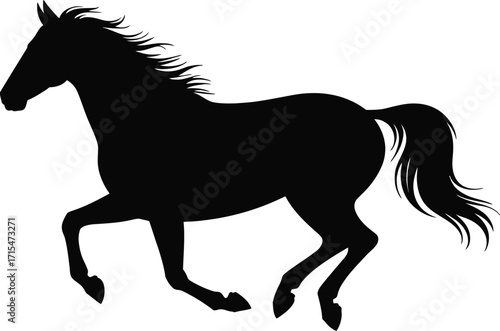 Black horse running vector silhouette