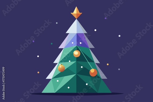 Minimal Geometric Christmas Tree Vector Illustration