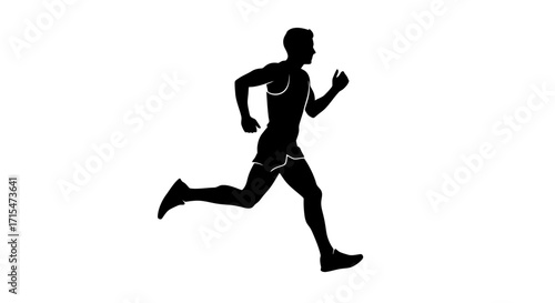 Silhouette of a Male Runner Sprinting in Action, Demonstrating Fitness, Speed, and Stamina. Ideal for sports-themed designs, athletic promotions, or health and wellness projects.