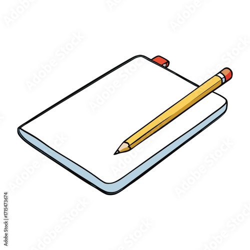 A simple white pad paired with a pencil, perfect for sketching, note-taking, or brainstorming ideas. A clean and minimal setup for creativity and organization.
