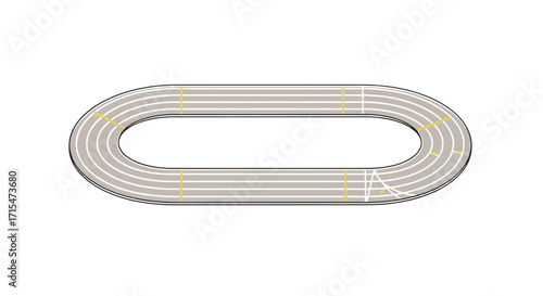 Isolated Athletic Running Track Illustration for Sports Venues and Fitness Training Diagrams, Suitable for Educational Material and Sporting Event Promotion