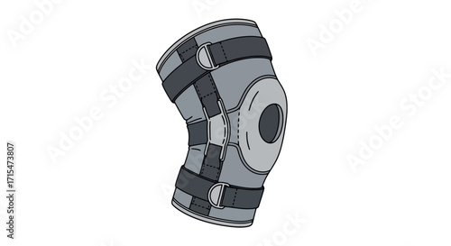 Knee Brace Illustration for Medical Guidance, Injury Prevention, and Rehabilitation Support. Suitable for medical guides, sports injury resources, and healthcare information.