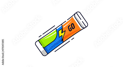 Colorful Energy Gel Sachet Illustration for Sports Nutrition and Active Lifestyle Promotion with clean background, suitable for advertising, product design, and health-related content