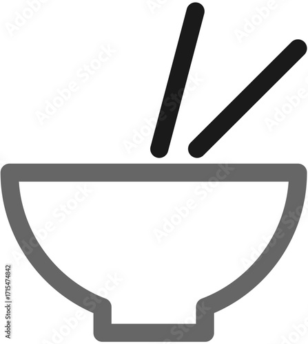 Simple Culinary Essence: A minimalist, graphic representation of a bowl and chopsticks, symbolizing the core elements of a beloved cuisine, perfect for any food-related context.
