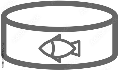 Canned Fish Icon: A simple yet clear line drawing depicts a tin of fish with a stylized fish graphic. Perfect for culinary, food, and health-related visuals.