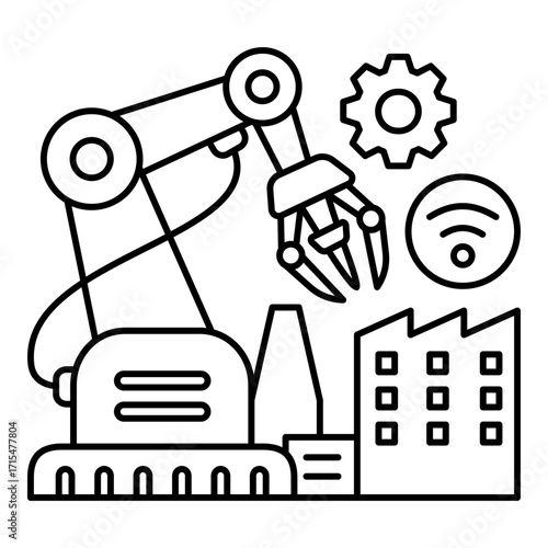 Smart Factory Automation. Symbolizing the Future of Industrial Automation, Wireless Connectivity, and the Integrated Technology for High-Efficiency Manufacturing and Production Processes.