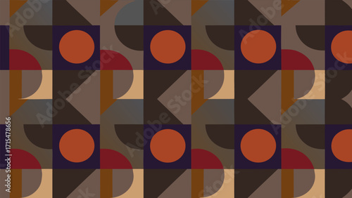 Sophisticated Mid-Century Modern Geometric Pattern with Earthy Tones