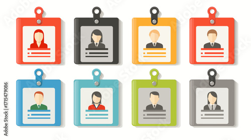 Collection of colorful ID card icons.