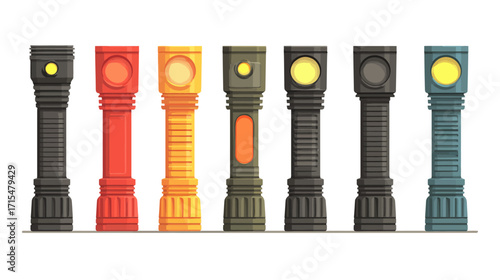 Collection of various colored lamp posts.