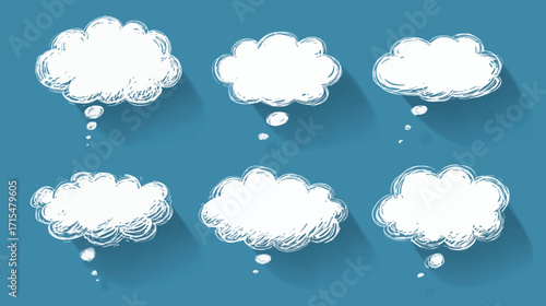 Collection of white thought bubbles.
