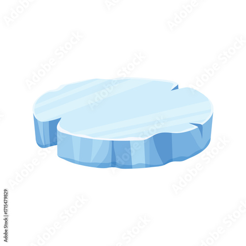 Flat oval shaped iceberg illustration with light blue tones and smooth edges, symbolizing cold, ice, and Arctic nature.