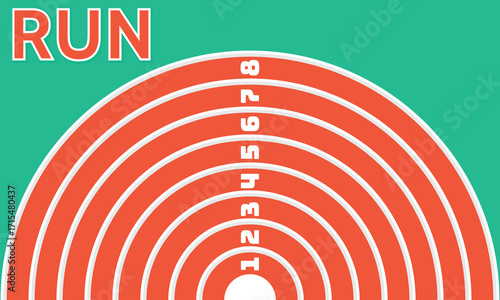 Run background. Vector layout template design for run, championship or any sports event. Poster design with abstract running track on stadium with lane.