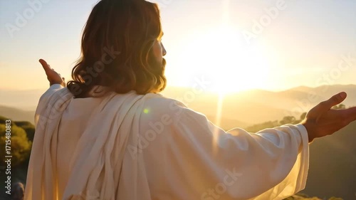 Jesus Christ Reaching Out to Sunrise