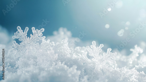 Macro Snowflake Background – Soft Focus Winter Ice Crystals