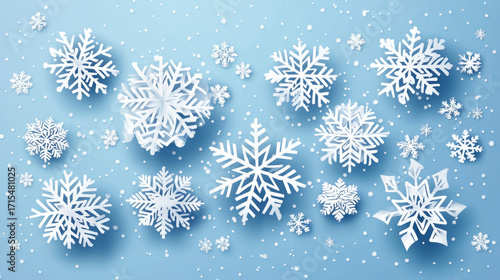Frozen Snowflake Pattern – Detailed White Crystals on Blue Background