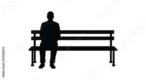 A solitary figure sits on a park bench depicted in silhouette style