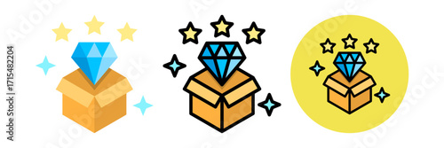 Value Proposition Icon Flat & Flat Line Style Collection Set