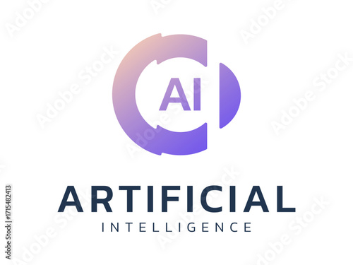 Artificial intelligence with letter AI in abstract Circle Technology movement Analysis logo vector design concept. AI technology logotype symbol for advance technology, innovation, identity, ui, robot
