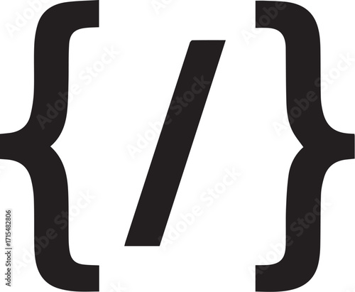 Image of a pair of curly brackets enclosing a forward slash.